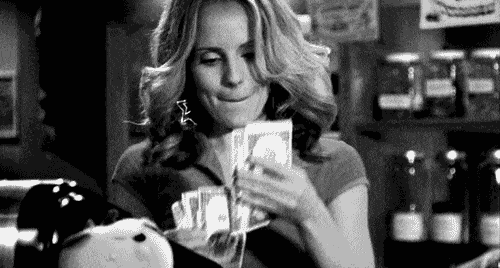Image result for woman, purse, money gif